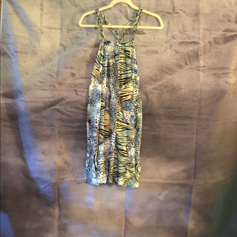 Animal print swim cover up.